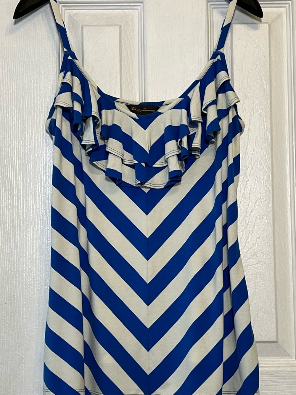 Tommy Bahama Royal Blue and White Chevron Ruffle Cami